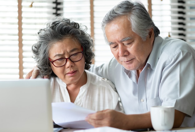 couple looking at finances